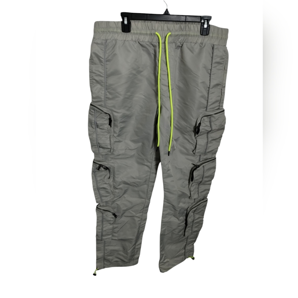 EPTM Men's 3M Triple Zip Cargo Silver Streetwear Pants size 36XL Tactical HipHop